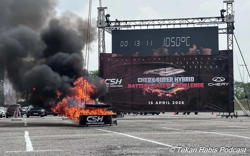 CHERY MALAYSIA ANJUR UJIAN PEMBAKARAN PEK BATERI PHEV CSH