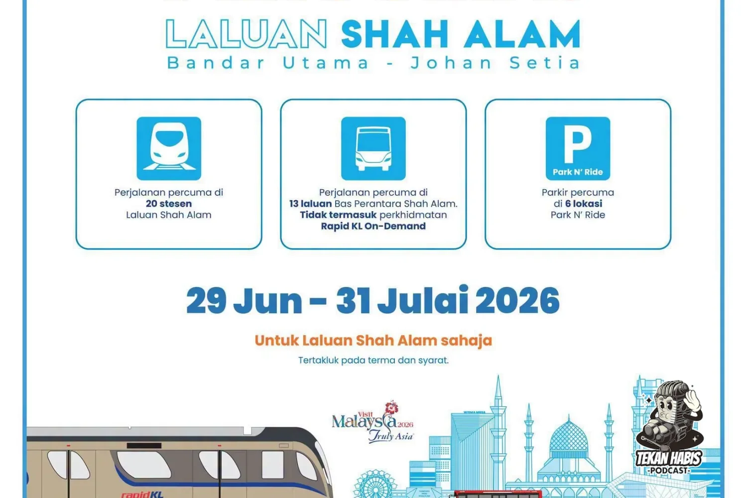 LRT 3 SUDAH MULA OPERASI, TAMBANG PERCUMA SEBULAN