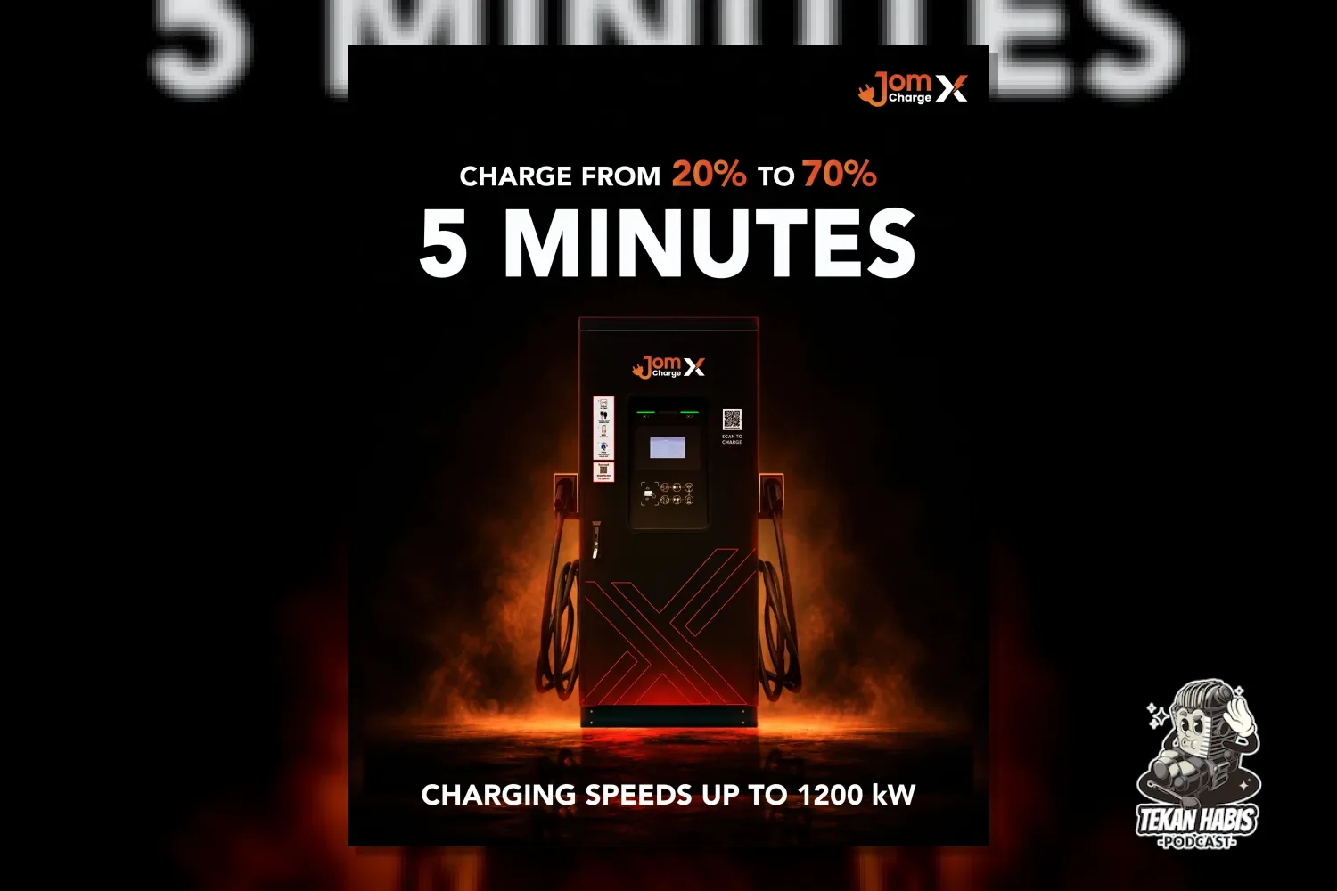 EVC LANCAR JENAMA JOMCHARGEX – RANGKAIAN STESEN PENGECASAN DC 200KW DAN KE ATAS