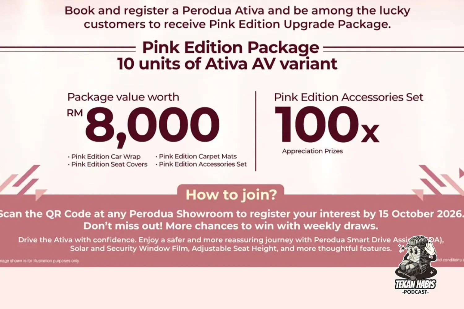 PERODUA ATIVA PINK EDITION – BALUTAN LUARAN & TEMPAK DUDUK KHAS, 10 UNIT SAHAJA