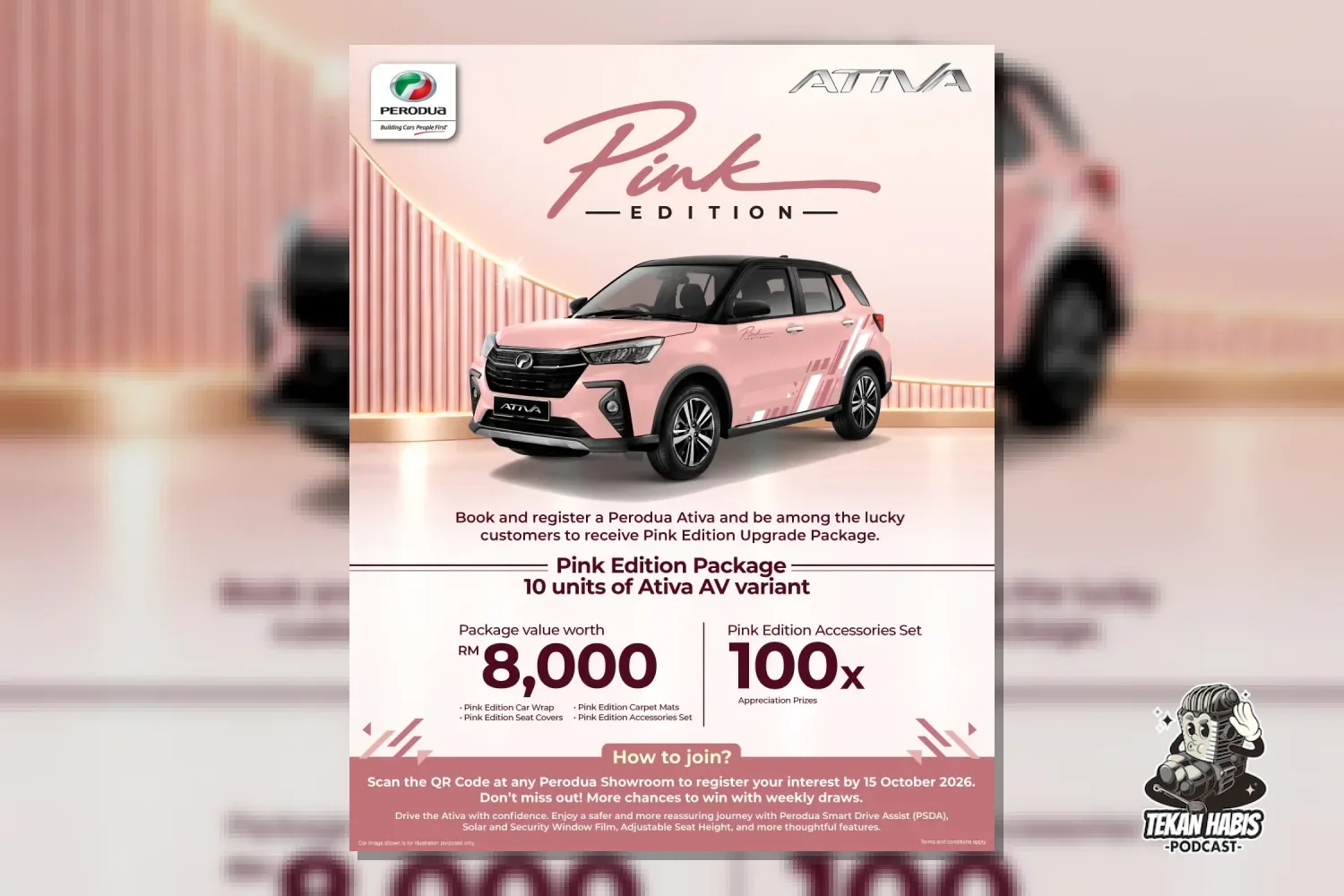 PERODUA ATIVA PINK EDITION – BALUTAN LUARAN & TEMPAK DUDUK KHAS, 10 UNIT SAHAJA